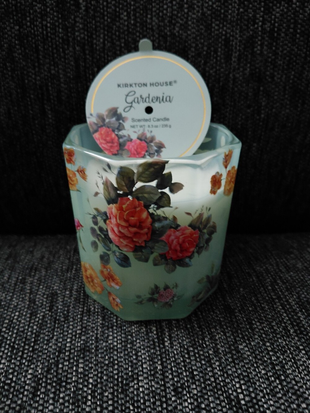 Kirkton House Gardenia Scented Candle in Sage Green Floral Holder